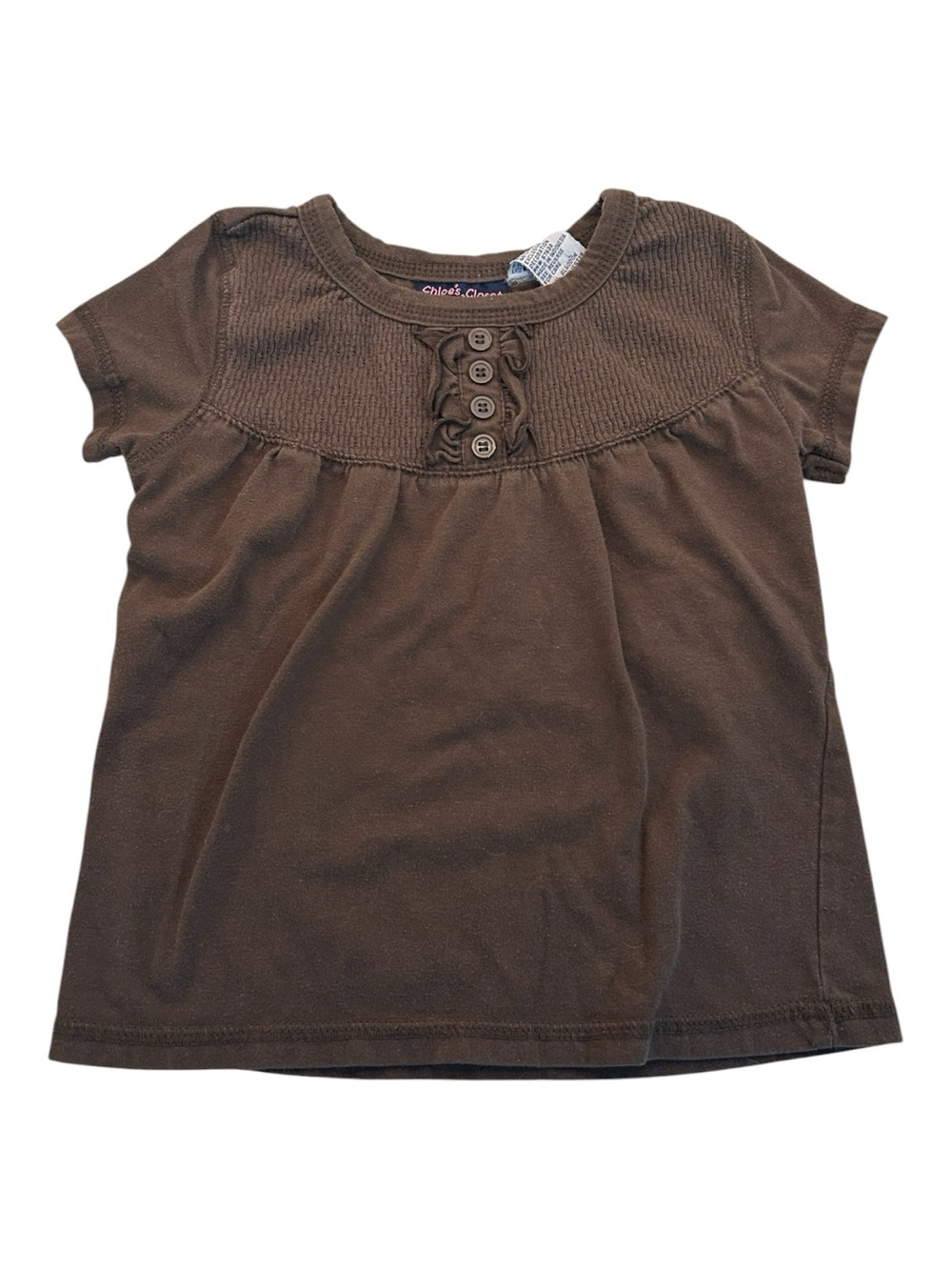 Chloe’s Closet Y2K Toddler Brown Smocked Ruffle Cap Sleeve Top Size 4